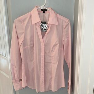 Express Business Casual Button Up Pink Top